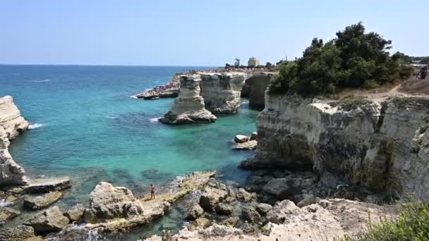 Halom Sant Andrea Melendugno Puglia Olaszország Legszebb Példái Part Szépségének — Stock videók