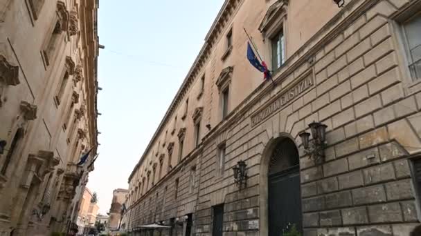 Lecce Puglia Itália Agosto 2021 Pov Filmagem Tribunal Centro Histórico — Vídeo de Stock