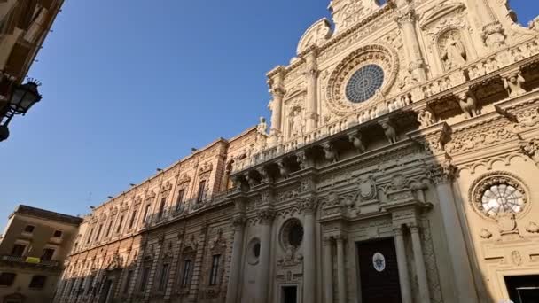 Lecce Apulien Italien August 2021 Die Kirche Santa Croce Ist — Stockvideo