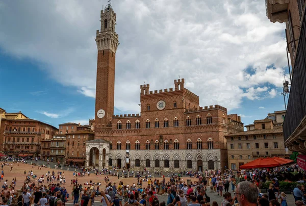 Siena Toskánsko Itálie Srpen 2020 Pohled Náměstí Piazza Del Campo Royalty Free Stock Obrázky