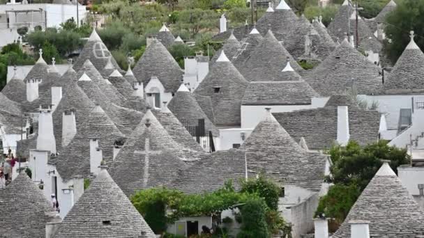 Alberobello Puglia Italia Agosto 2021 Incredibile Filmato Aereo Dell Incantevole — Video Stock