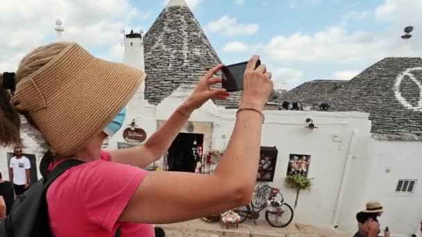 Alberobello Puglia Italië Augustus 2021 Geweldige Beelden Het Charmante Historische — Stockvideo