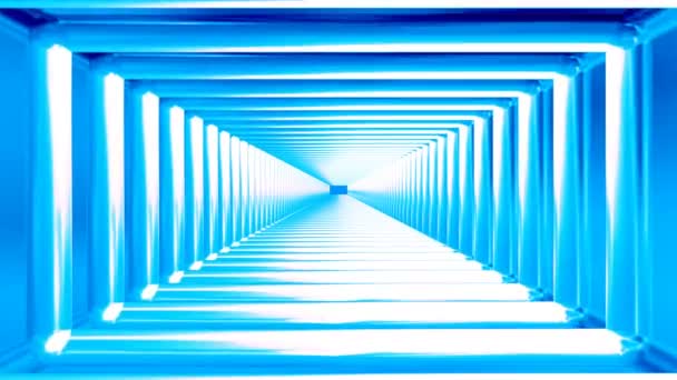 Uitzending Endless Hi-Tech Tunnel, Blauw, Industrieel, Loopbaar, 4k — Stockvideo