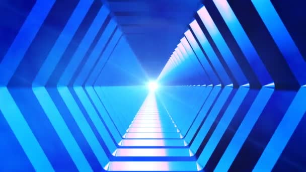 Broadcast Endless Hi-Tech Tunnel, Blue, Industrial, Loopable, 4K — Stock Video