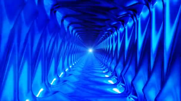 Sonsuz Yüksek Teknoloji Tüneli, Mavi, Endüstriyel, Döngüsel, 4k — Stok video