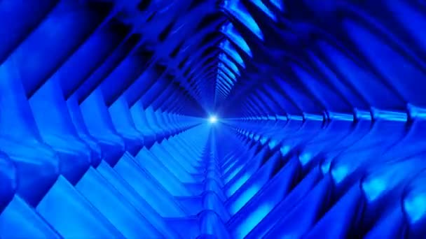 Broadcast Endless Hi-Tech Tunnel, Blue, Industrial, Loopable, 4k — Stock video