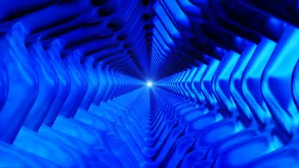 Uitzending Endless Hi-Tech Tunnel, Blauw, Industrieel, Loopbaar, 4k — Stockvideo