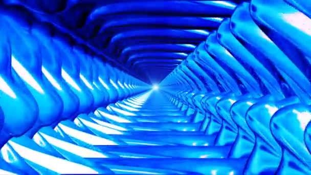 Uitzending Endless Hi-Tech Tunnel, Blauw, Industrieel, Loopbaar, 4k — Stockvideo