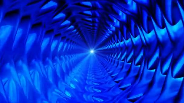 Uitzending Endless Hi-Tech Tunnel, Blauw, Industrieel, Loopbaar, 4k — Stockvideo