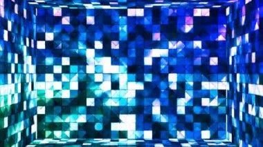 Pırıltı yüksek teknoloji kareler Oda, mavi, soyut, Loopable, 4 k yayın