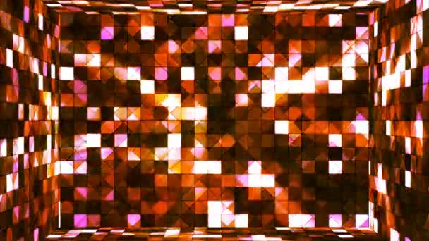 Broadcast Twinkling Hi-Tech Squares Room, Orange, Abstract, Loopable, 4K — Stock Video