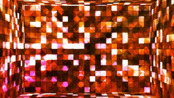 Broadcast Twinkling Hi-Tech Squares Room, Orange, Abstract, Loopable, 4K — Stock Video