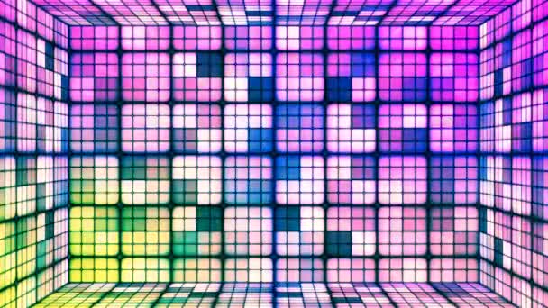 Broadcast Twinkling Hi-Tech Cubes Room, Multi Color, Abstract, Loopable, 4K — Stock Video