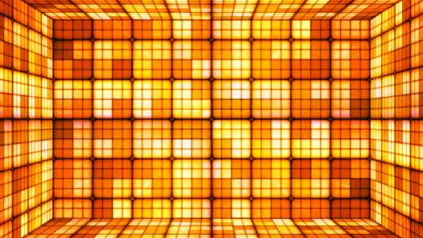 Broadcast Twinkling Hi-Tech Cubes Room, Orange, Abstract, Loopable, 4K — Stock Video