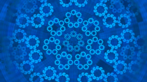 Трансляція Високотехнологічних Шаблонів Квітів Тунель Синій Події Петля — стокове відео