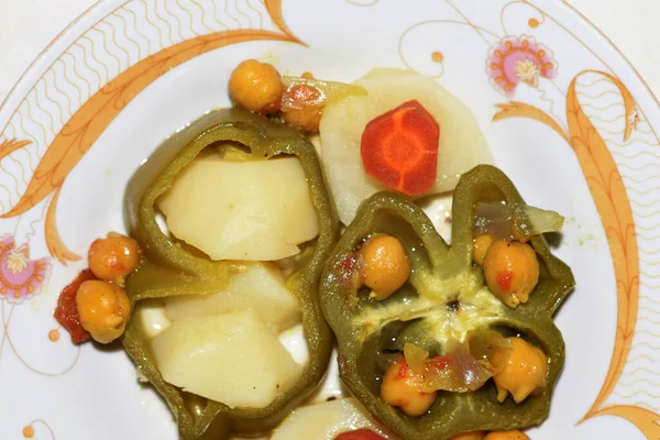 Asiatischer Speiseteller Vorhanden Paprika Gemüse Beilage — Stockfoto
