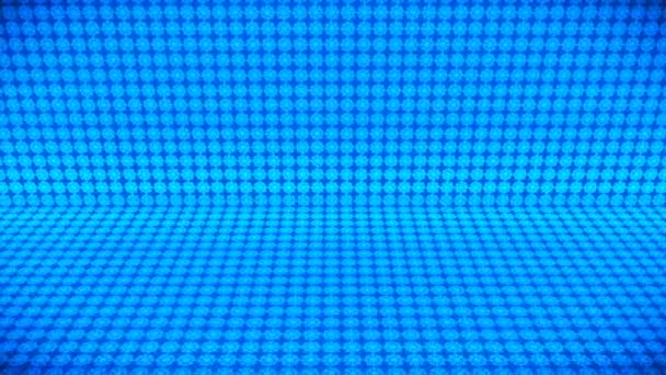 Трансляция Крутящиеся Tech Snowflakes Стена Stage Синий Озил Loopable — стоковое видео
