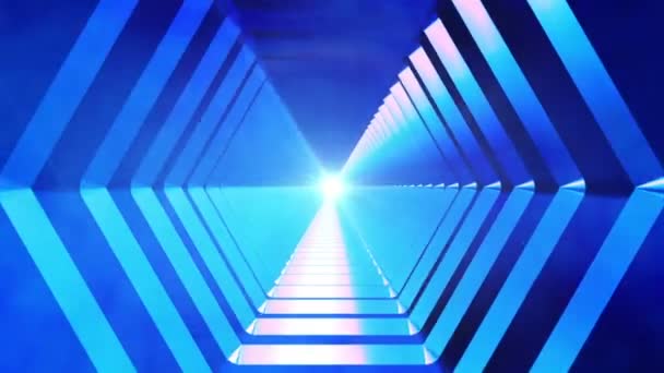 Uitzending Endless Hi-Tech Tunnel, Blauw, Industrieel, Loopbaar, Hd — Stockvideo