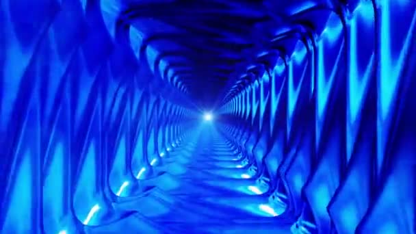 Uitzending Endless Hi-Tech Tunnel, Blauw, Industrieel, Loopbaar, Hd — Stockvideo