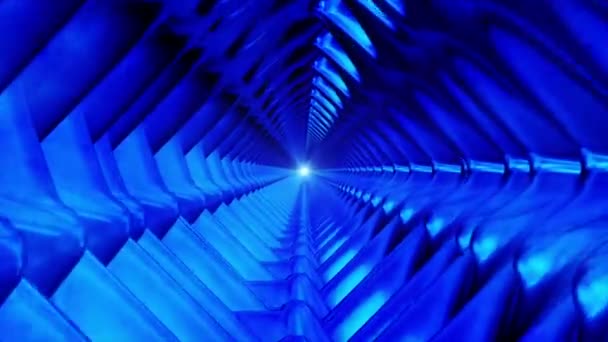 Tunnel Hi-Tech Endless Broadcast, Blu, Industriale, Loopable, Hd — Video Stock