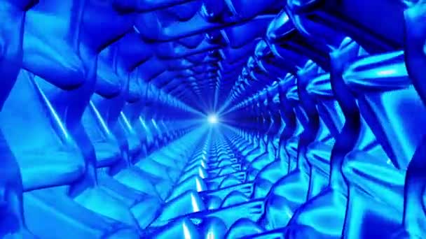 Broadcast Endless Hi-Tech Tunnel, Blue, Industrial, Loopable, HD — Stock Video