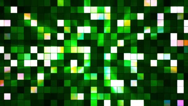 Broadcast Twinkling Hi-Tech Squares, Green, Abstract, Loopable, HD — Stock Video