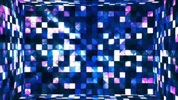 Broadcast Twinkling Hi-Tech Squares Room, Blue, Abstract, Loopable, HD — Stock Video