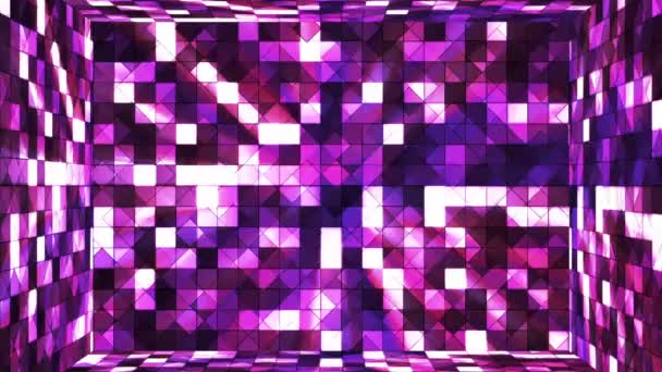 Трансляція мерехтливих привет-тек кімнати квадратів, рожевий, анотація, Непряма, HD — стокове відео