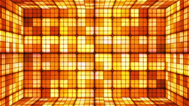 Broadcast Twinkling Hi-Tech Cubes Room, Orange, Abstract, Loopable, HD — Stock Video