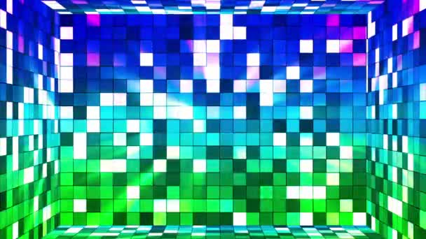 Vysílací zápoje Hi-Tech čtverce sál, vícenásobná barva, abstrakt, smyk, HD — Stock video