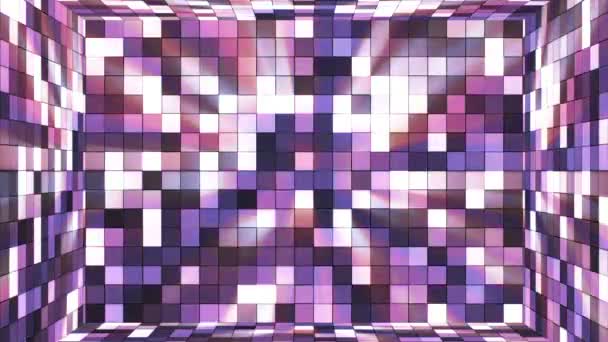 Broadcast Twinkling Hi-Tech Squares Room, Purple, Abstract, Loopable, HD — Stock Video