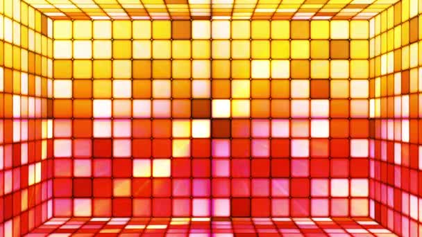 Трансляція мерехтливих Привіт-тек кубів кімнату, Multi колір, анотація, непрямої, HD — стокове відео