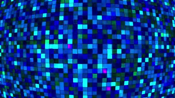 Funkelnde hallo-tech-quadrate globus, blau, abstrakt, loopable, hd — Stockvideo