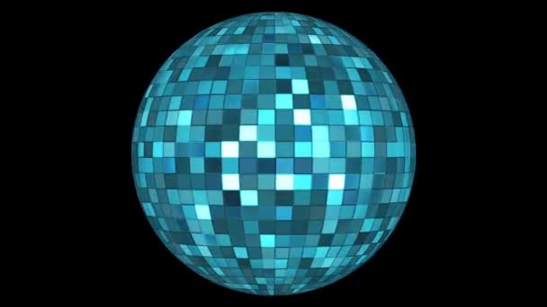 Twinkling Hi-Tech Squares Spinning Globe, Blue, Corporate, Alpha Channel, Loopable, HD — Stock Video