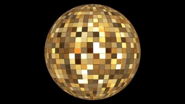 Twinkling Hi-Tech Squares Spinning Globe, Ouro, Corporativo, Alpha Channel, Loopable, Hd — Vídeo de Stock