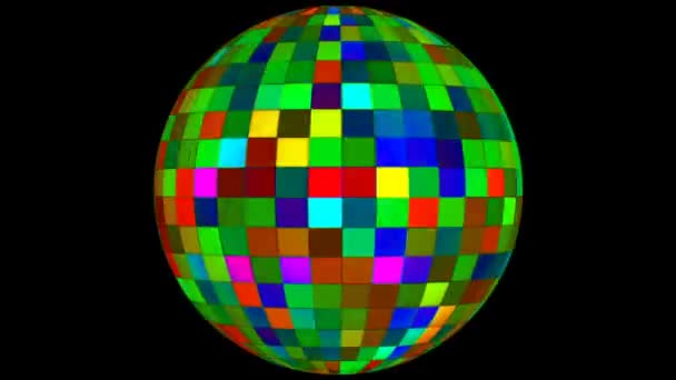 Twinkling Hi-Tech Squares Spinning Globe, Multi Color, Corporativo, Alpha Channel, Loopable, Hd — Vídeo de Stock