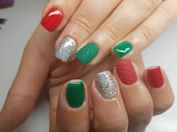 Mooie Kleurrijke Nagels Hand Manicure — Stockfoto