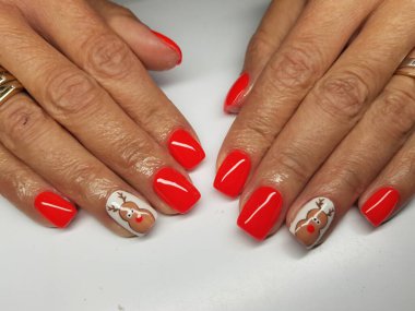 Güzel renkli çivi ve el manikür.