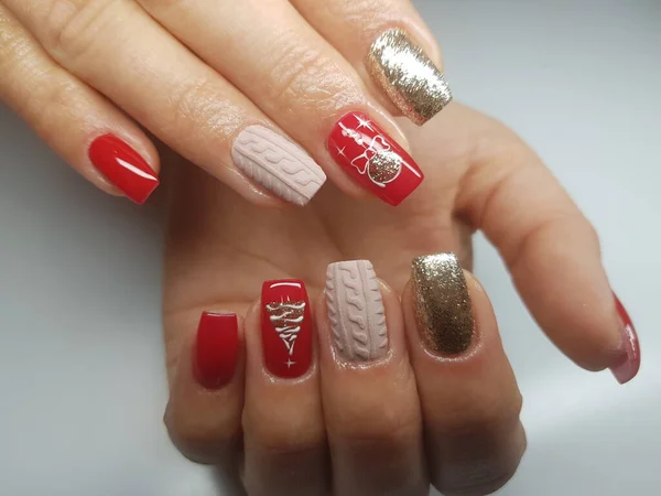 Piękne Kolorowe Paznokcie Ręcznie Manicure — Zdjęcie stockowe