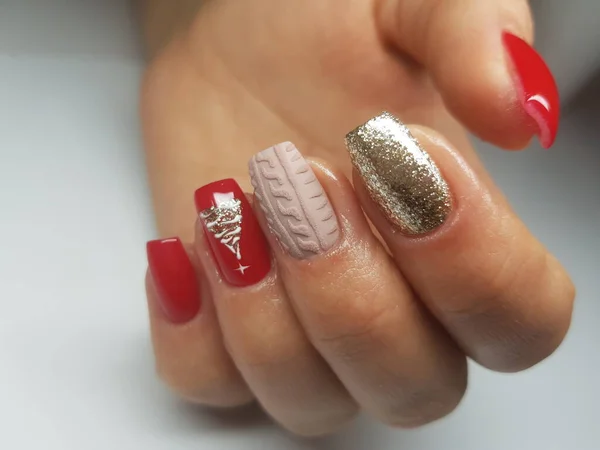 Piękne Kolorowe Paznokcie Ręcznie Manicure — Zdjęcie stockowe