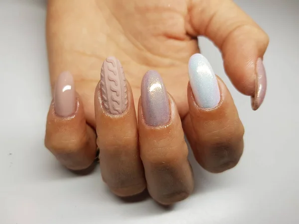 Hermosas Uñas Colores Manicura Mano — Foto de Stock