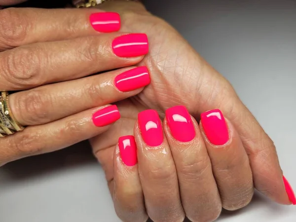 Mooie Kleurrijke Nagels Hand Manicure — Stockfoto