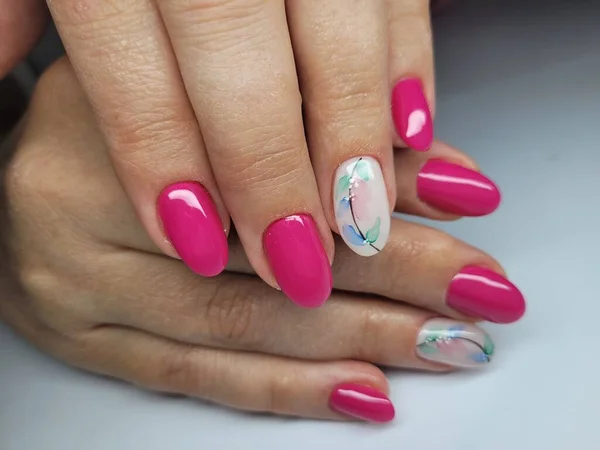 Mooie Kleurrijke Nagels Hand Manicure — Stockfoto