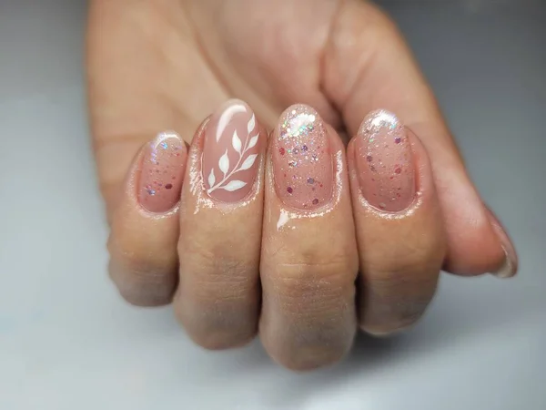 Piękne Kolorowe Paznokcie Ręcznie Manicure — Zdjęcie stockowe