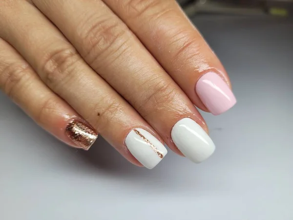 Mooie Kleurrijke Nagels Hand Manicure — Stockfoto