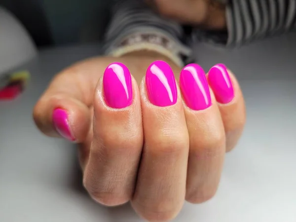 Hermosas Uñas Colores Manicura Mano — Foto de Stock