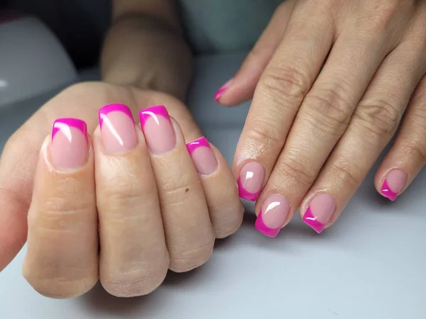 Piękne Kolorowe Paznokcie Ręcznie Manicure — Zdjęcie stockowe