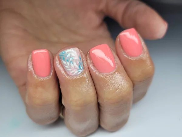 Hermosas Uñas Colores Manicura Mano — Foto de Stock