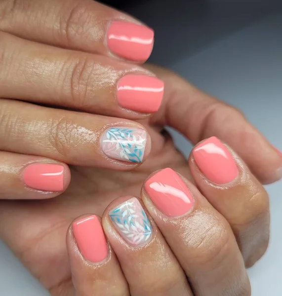 Mooie Kleurrijke Nagels Hand Manicure — Stockfoto