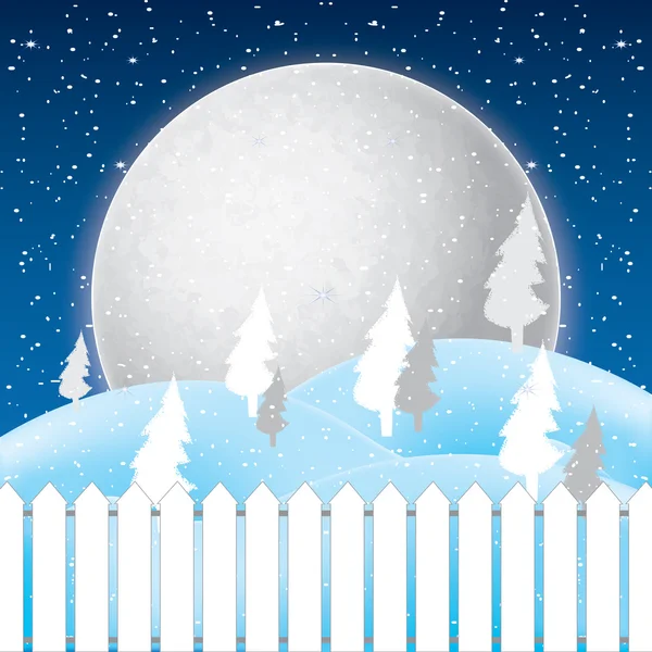 Vector de escena de invierno, nieve blanca y cielo azul . — Vector de stock